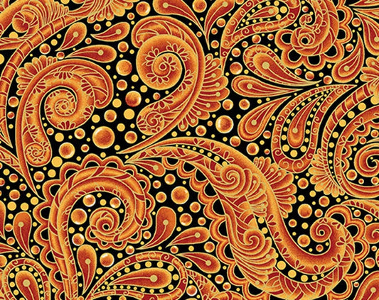 Bubble Paisley Orange-Hooked On Fish-13005M-39