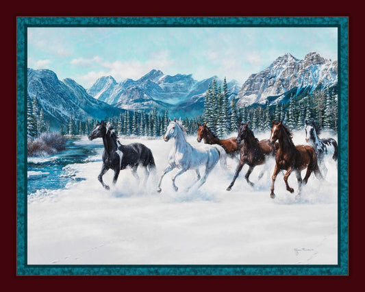 Winter Frolic Horse Panel Digital