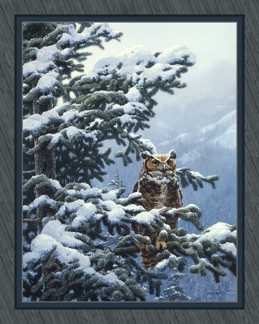 Winter Vigil Great Horned Owl Panel Digital